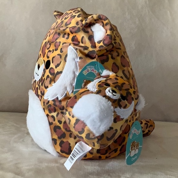 Squishmallow Cherie Mom And Baby, Brown And Yellow Saber Tooth Tiger 12" And 5" - Picture 2 of 5